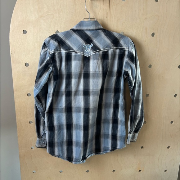 Cowboy Hardware Boys Youth 14/16 Pearl Snap Plaid Long Sleeve Blue - Picture 5 of 5